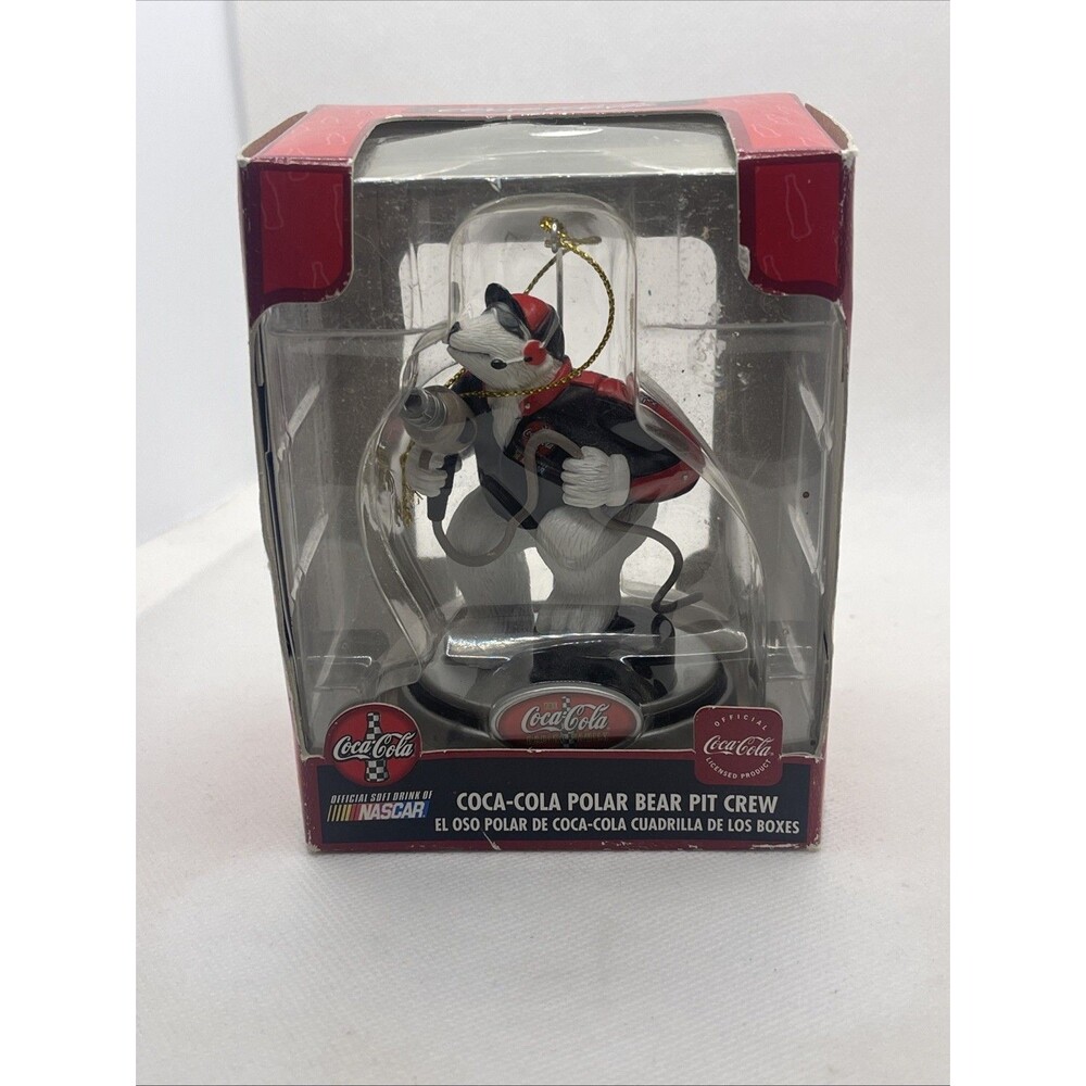 VINTAGE COCA-COLA  ORNAMENT  POLAR  BEAR  NASCAR  PIT  CREW